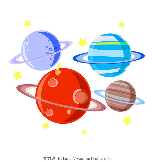 多彩扁平卡通宇宙星球【扁平】宇宙星球元素